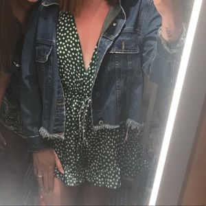 Green floral romper